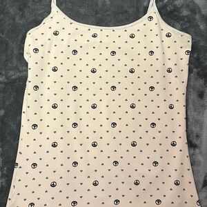Arizona Jean Company 2008 Cream-Gray Camisole with Peace Sign Pattern